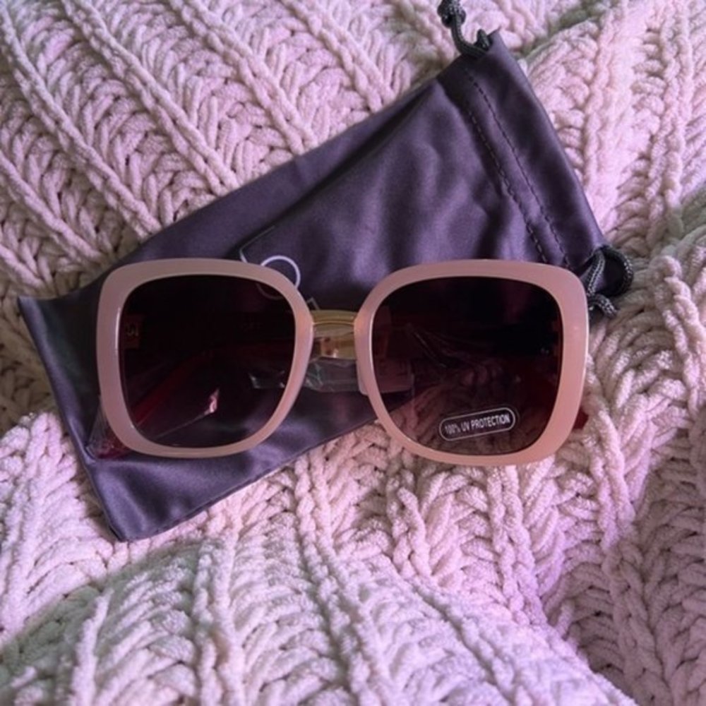 NWT LOFT Metallic Bridge Square Sunglasses IN VINTAGE ROSE - Picture 2 of 2
